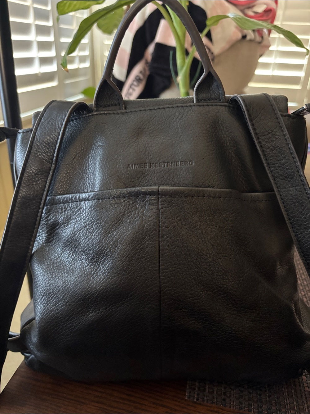 Aimee Kestenberg Convertible
Leather Backpack Black Belt Buckle Silver Hardware - Picture 2 of 7